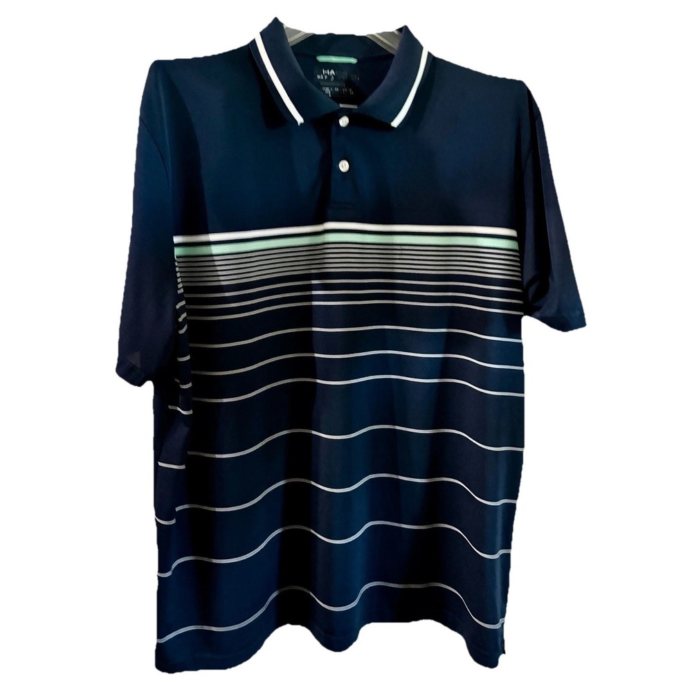Chaps Golf Men's Performance Short Sleeve Blue White Green Polo Shirt XL Classic